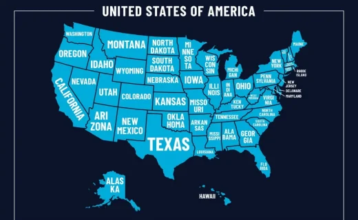 United States map showing all 50 states to explore state-specific car seat laws
