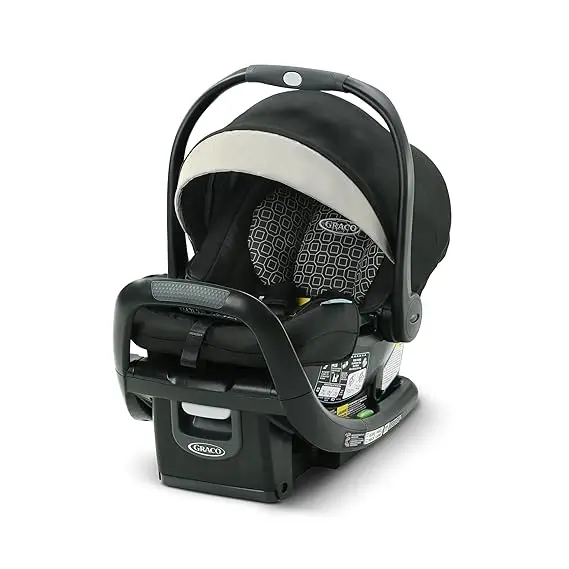 Graco SnugFit 35 LX Infant Car Seat with anti-rebound bar and patterned head support insert