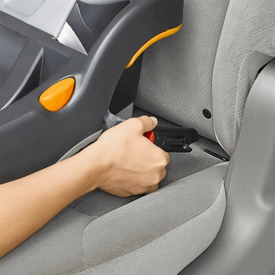 Attaching Chicco KeyFit 30 LATCH connector to vehicle anchor for secure base installation