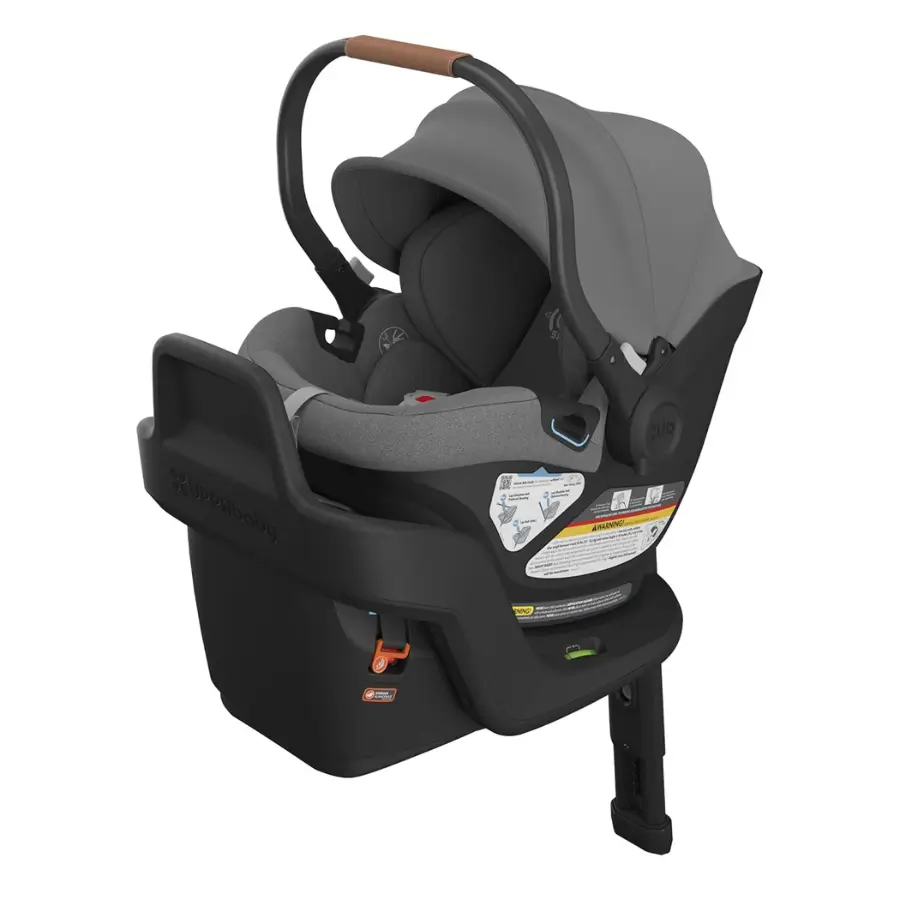 UPPAbaby Aria infant car seat with grey canopy, base with load leg, lightweight and insert included