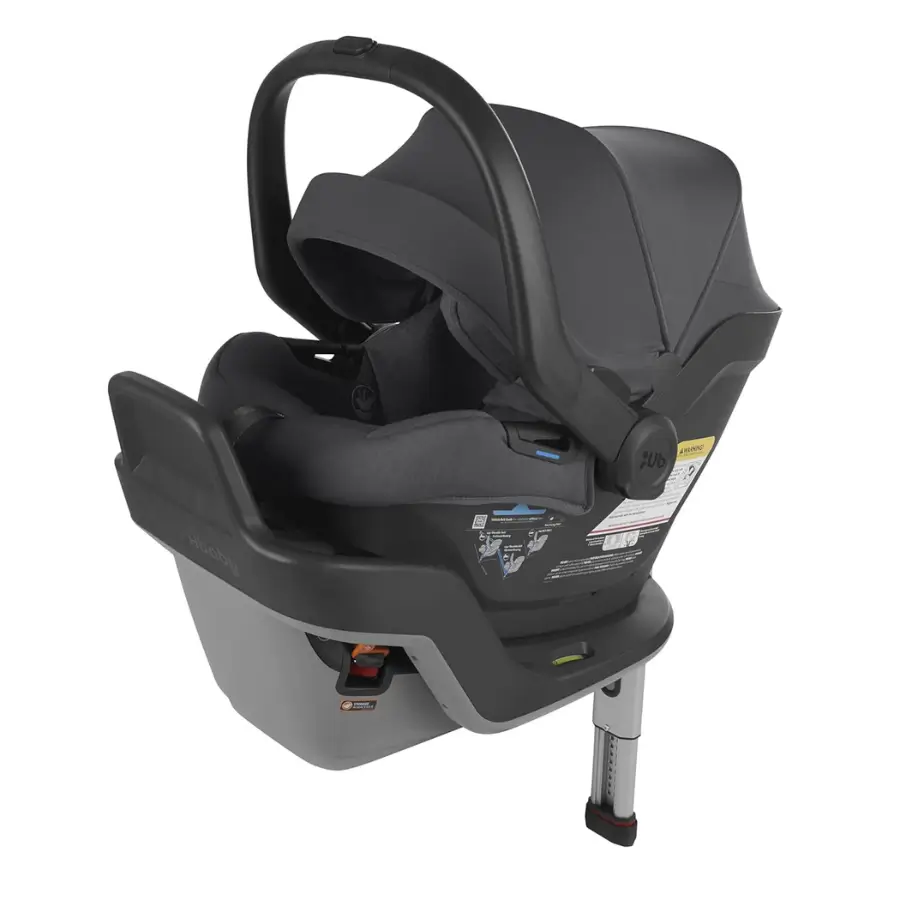 UPPAbaby Mesa Max infant car seat, grey, with base and load leg extended