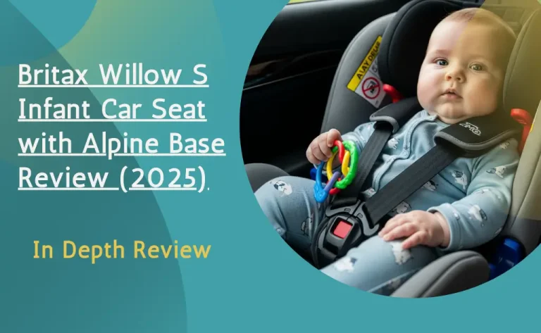 Baby in Britax Willow S car seat with Alpine Base, review post featured image.