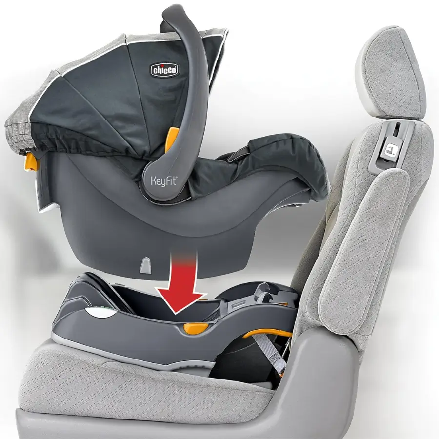Chicco KeyFit 30 base offers secure click-in attachment with easy one-hand removal.