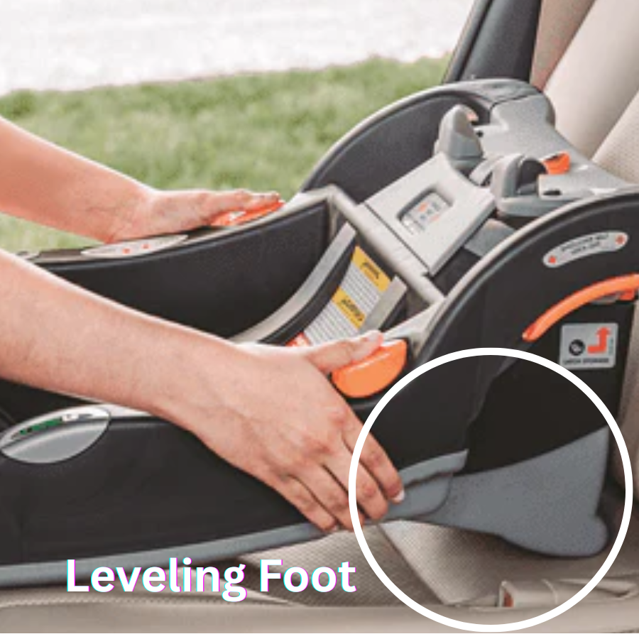 Leveling foot on an infant car seat base for p.roper seat angle adjustment