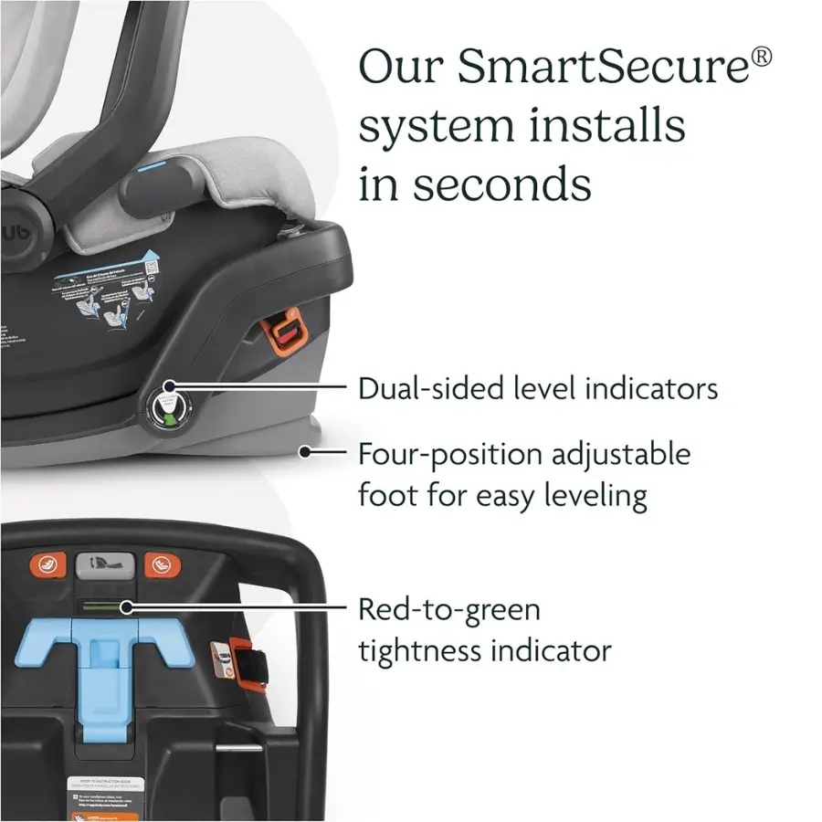 UPPAbaby Extra Mesa Base with SmartSecure system and level indicators features.