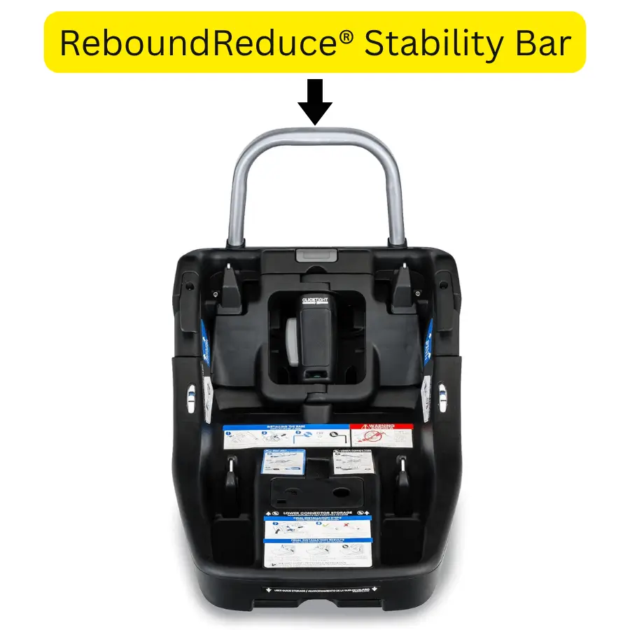 Britax Alpine Infant Car Seat Base showing ReboundReduce stability bar for added protection.