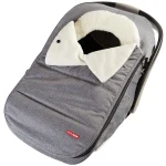 Winter car seat cover by Skip Hop in grey with warm fleece lining for infant comfort.