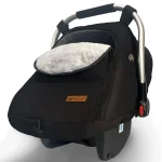 ZERTAO black winter car seat cover with soft fleece opening on infant car seat.