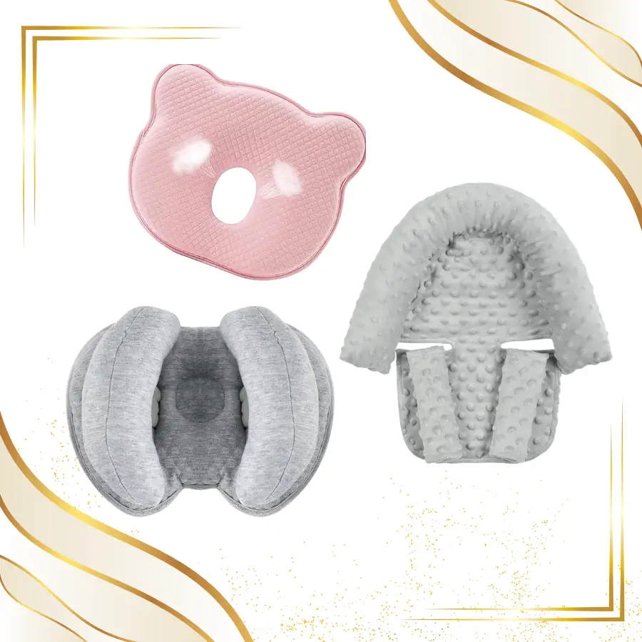 Baby car seat head support cushion for newborn head and neck support.